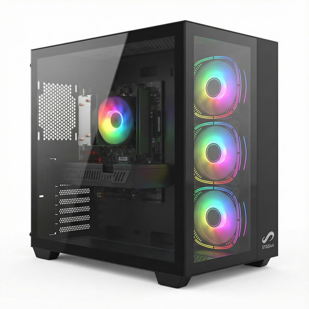 STGsivir Gaming PC, Ryzen 5 3400G, RTX 2060S 8G, 16G DDR4, 1T SSD | Gaming Computer für Streaming,Vi