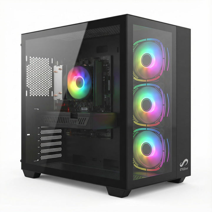 STGsivir Gaming PC, Ryzen 5 3400G, RTX 2060S 8G, 16G DDR4, 1T SSD | Gaming Computer für Streaming,Vi