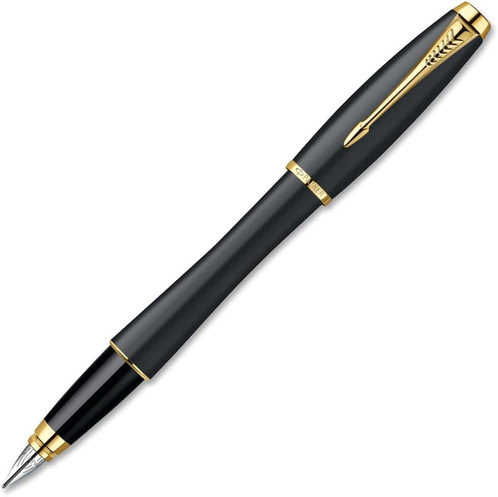 Parker Urban Füller | Muted Black mit Goldzierteilen | Füllfederhalter mit feiner Feder und blauer T
