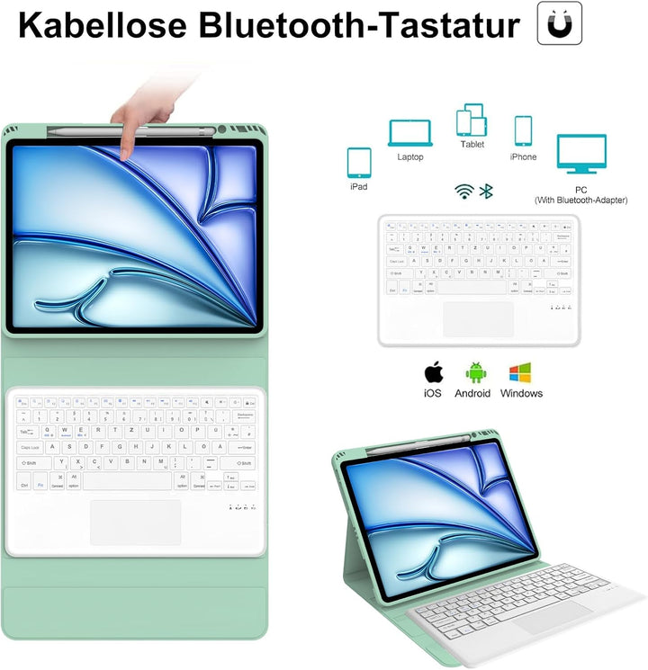 IVEOPPE Tastatur für iPad Air 13 2024 (M2), Hülle mit Tastatur für iPad Air 13" Con Touchpad, Magnet
