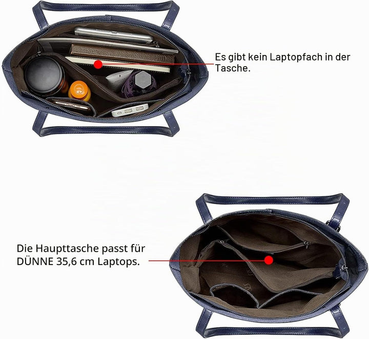 S-ZONE Damen Echtleder Tasche Shopper Gross Tote Handtasche Henkeltasche (D-knallblau) Königsblau, K