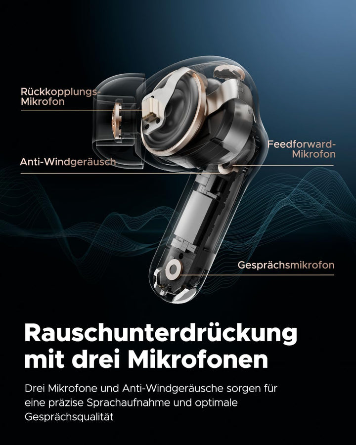 SoundPEATS Capsule3 Pro Bluetooth Kopfhörer Hi-Res Audio-Kopfhörer mit LDAC, 43dB Hybride aktive Ger