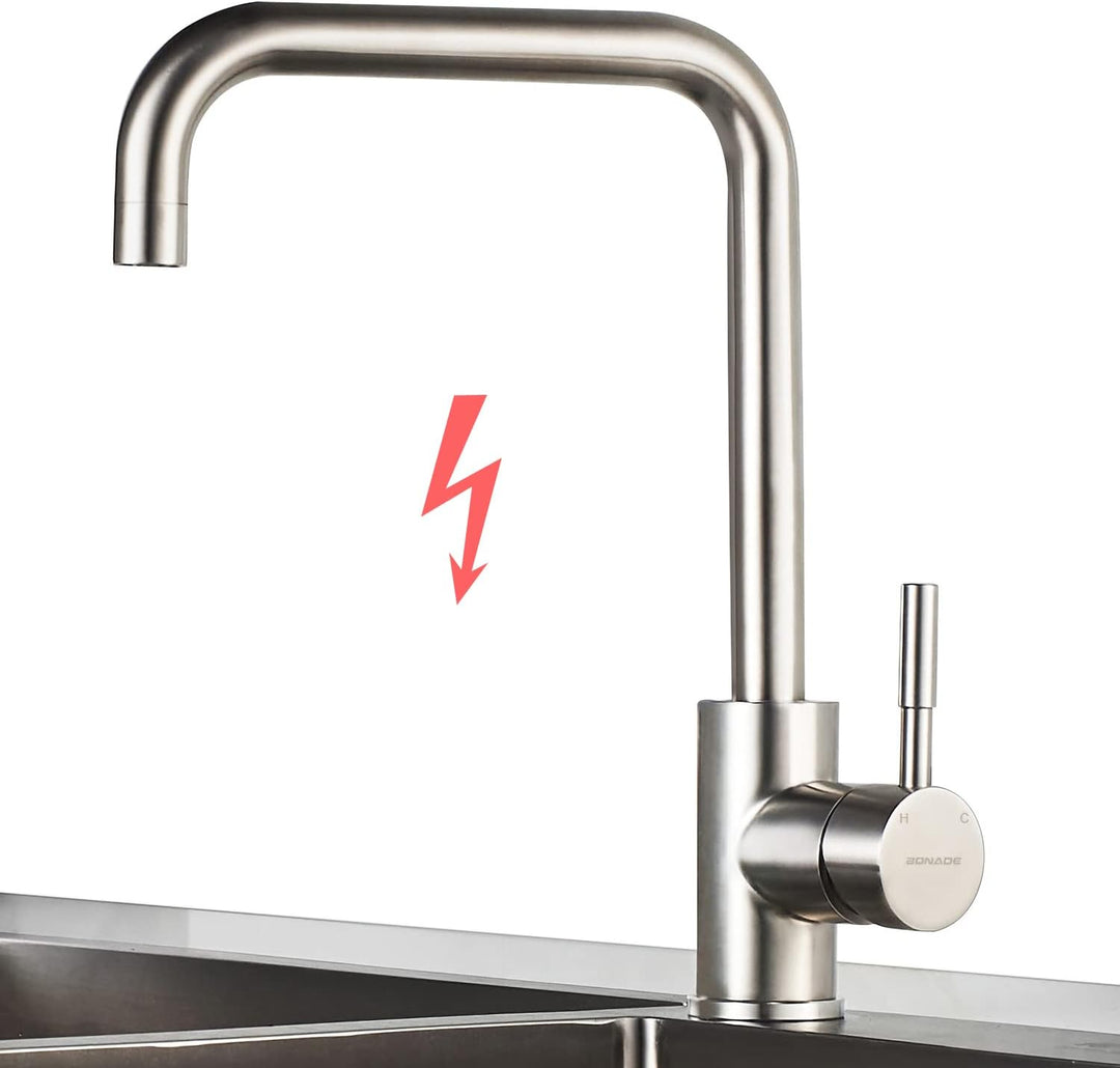 BONADE Niederdruck Armatur Küche Edelstahl, Küchenarmatur Niederdruck 360° Drehung, Spültischarmatur