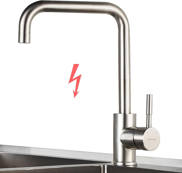 BONADE Niederdruck Armatur Küche Edelstahl, Küchenarmatur Niederdruck 360° Drehung, Spültischarmatur