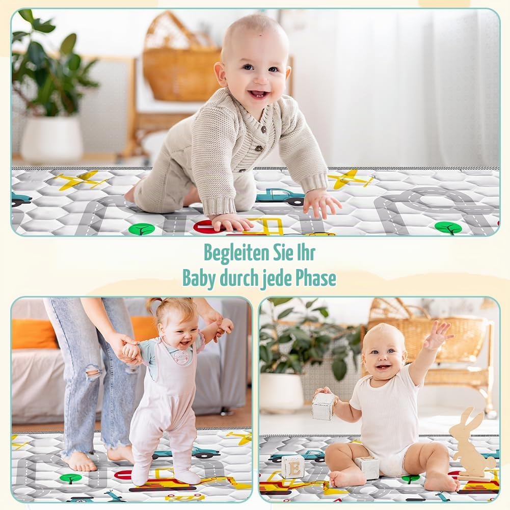 Baby Spielmatte, 150*200cm Baby Krabbelmatte, Baby Faltbare Spielmatte, Krabbeldecke für Baby, Klein
