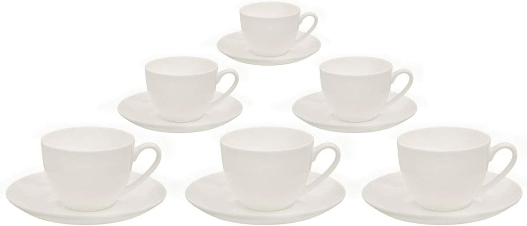 Buchensee Kaffeetassen Set aus Fine Bone China Porzellan. 6 Kaffeetassen je 210ml und 6 Unterteller