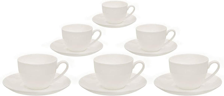 Buchensee Kaffeetassen Set aus Fine Bone China Porzellan. 6 Kaffeetassen je 210ml und 6 Unterteller