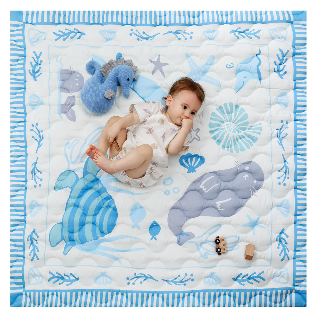 Momcozy Spielmatte Baby für den Boden, 127x127 cm verdickte Krabbeldecke, Spielunterlage für Baby Ba