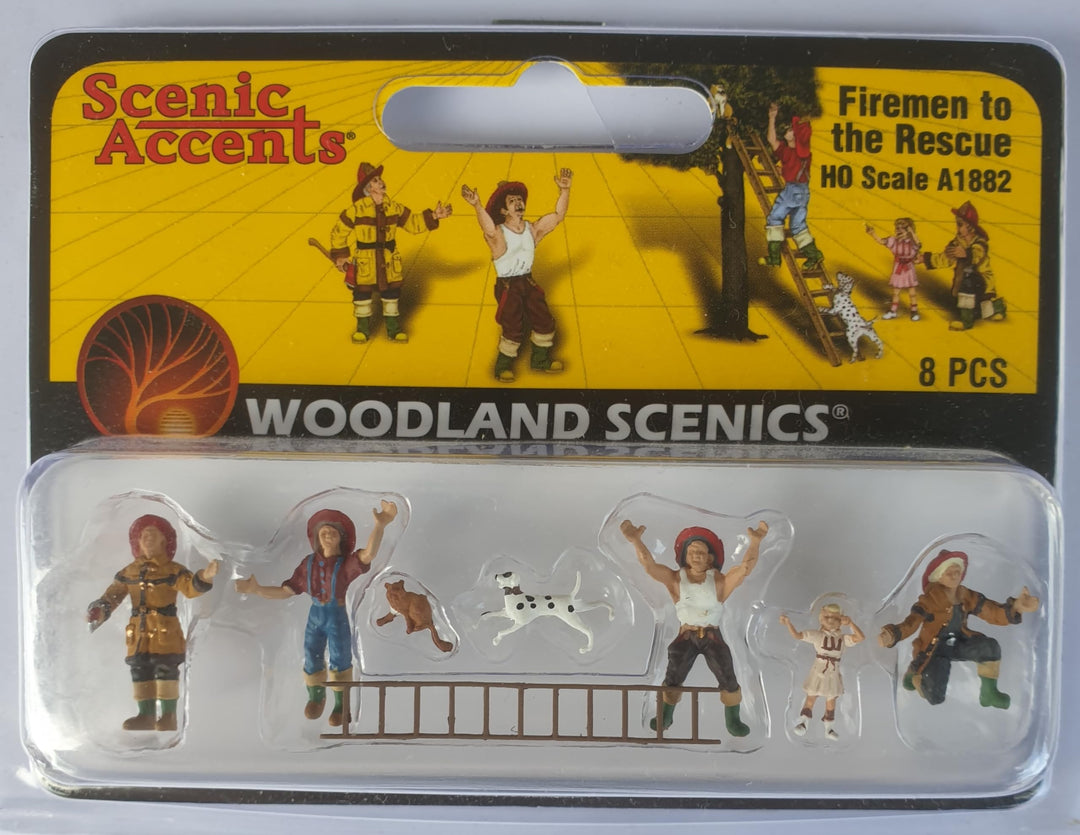 Woodland Scenics A1882 Figuren US-Feuerwehr Feuerwehrmänner im Rettungseinsatz Spur H0 1:87