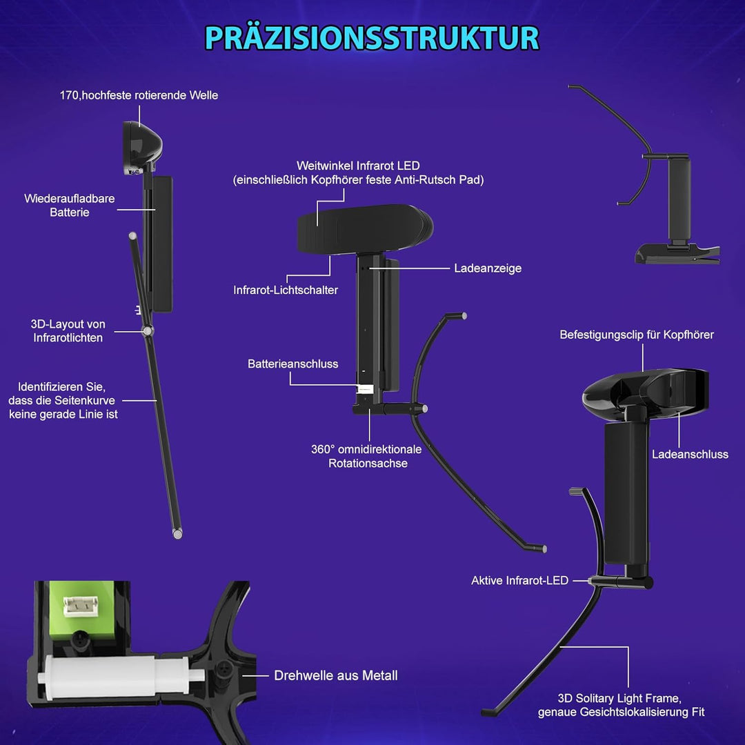 ANRAIE Drahtloser LED-Clip TrackClip Pro Reflektor （Passend zum TrackNP 5 6DOF Head Tracking System