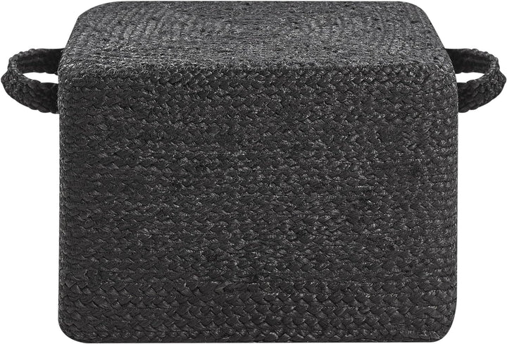 Pouf aus Jute schwarz 45x45x30 cm Sitzhocker im Boho Stil Dhadar