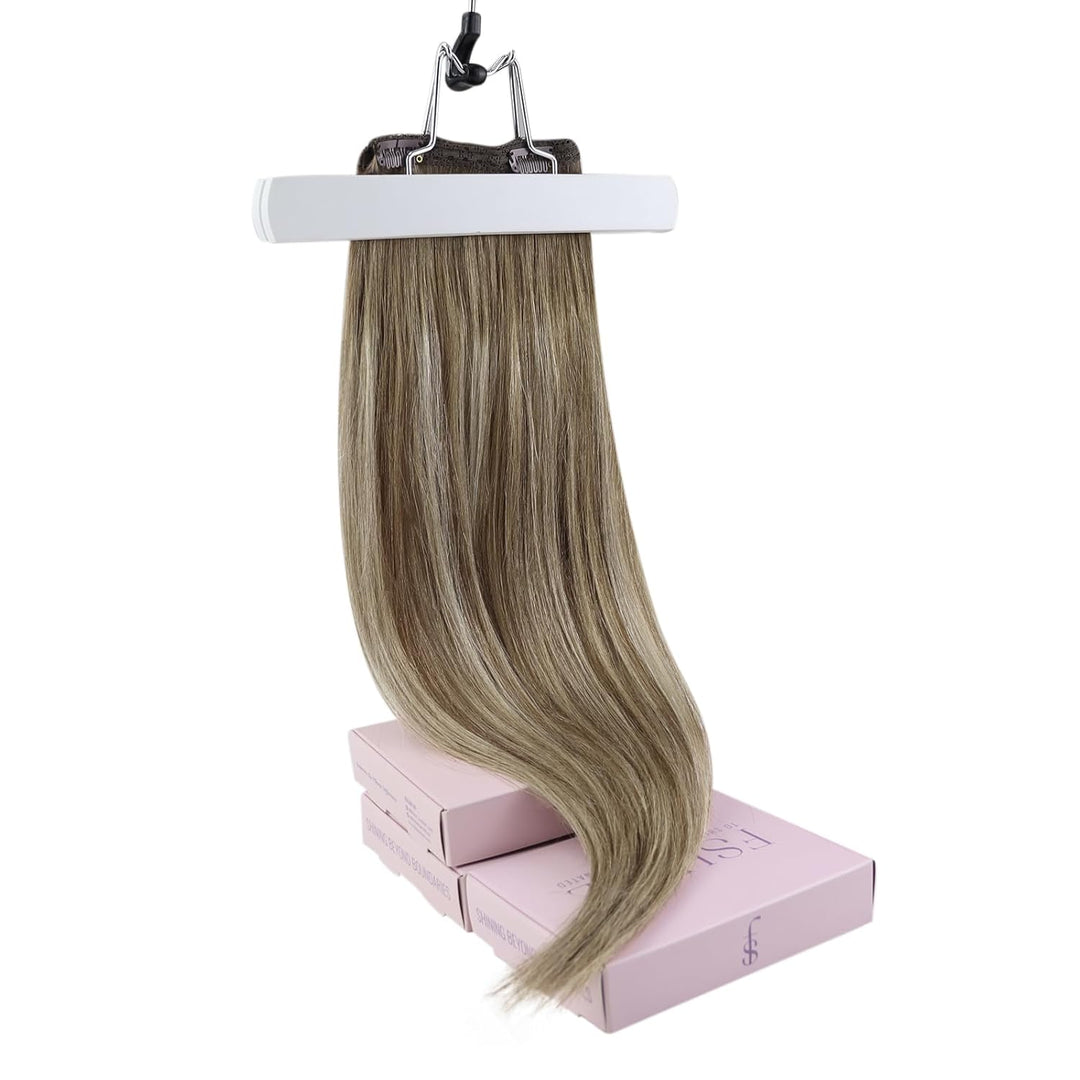 Fshine Clip in Extensions Echthaar 40cm 7 Stücke 120g Hair Extensions Clip in Echthaar Balayage Brau