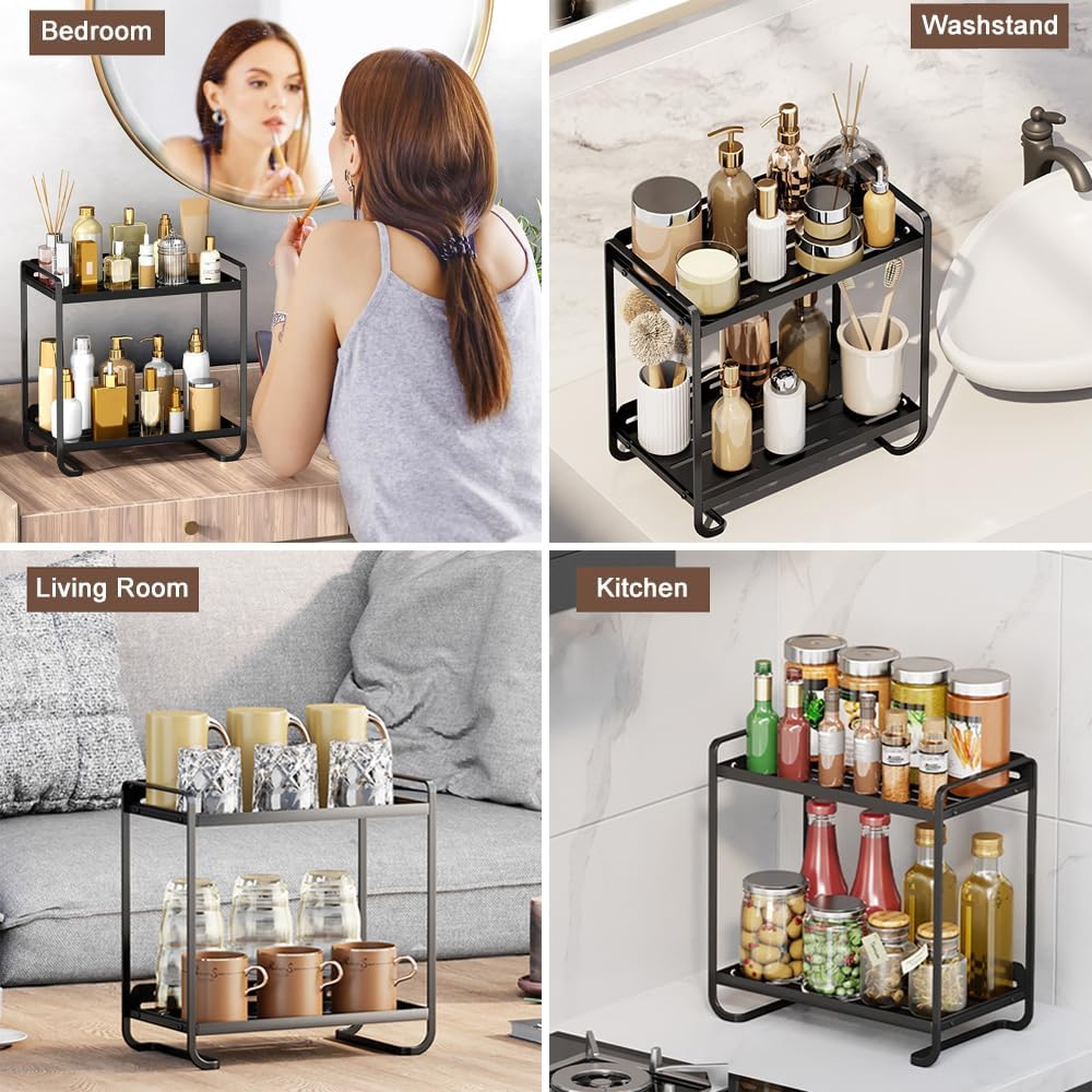 2-Stöckiger Make-up-Organizer für Schminktisch, Badezimmer-Arbeitsplatten, Hautpflege, Kosmetik-Aufb