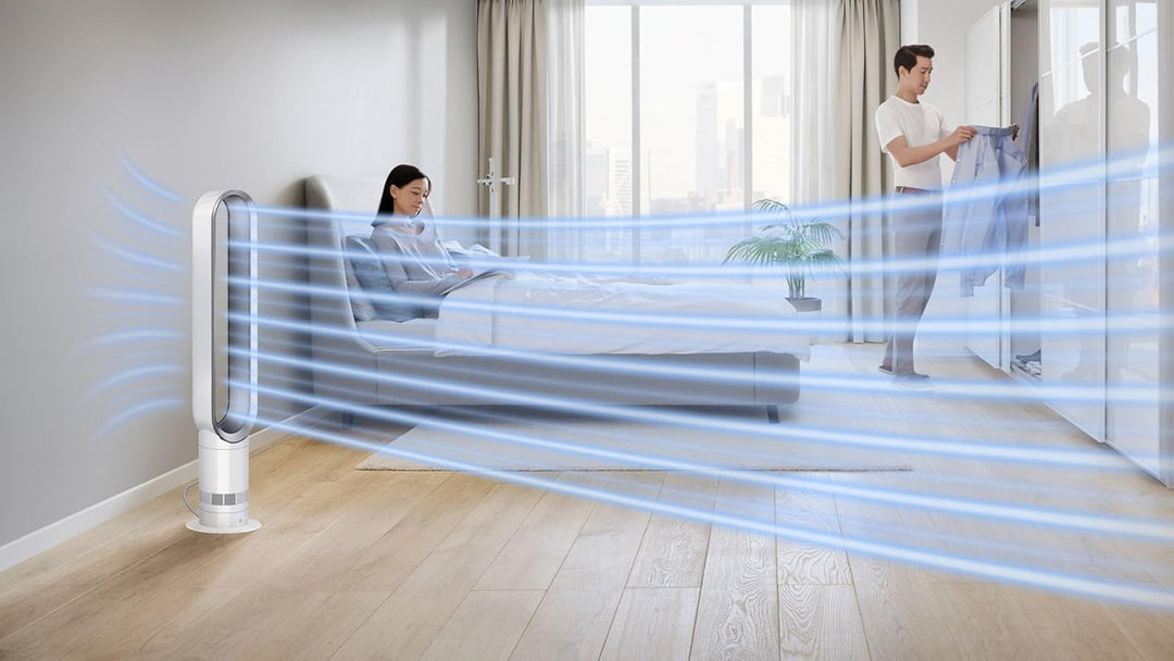 Putztuch & Dyson AM07 - Turmventilator mit Air Multiplier Technologie inkl. Fernbedienung (Weiss/Sil