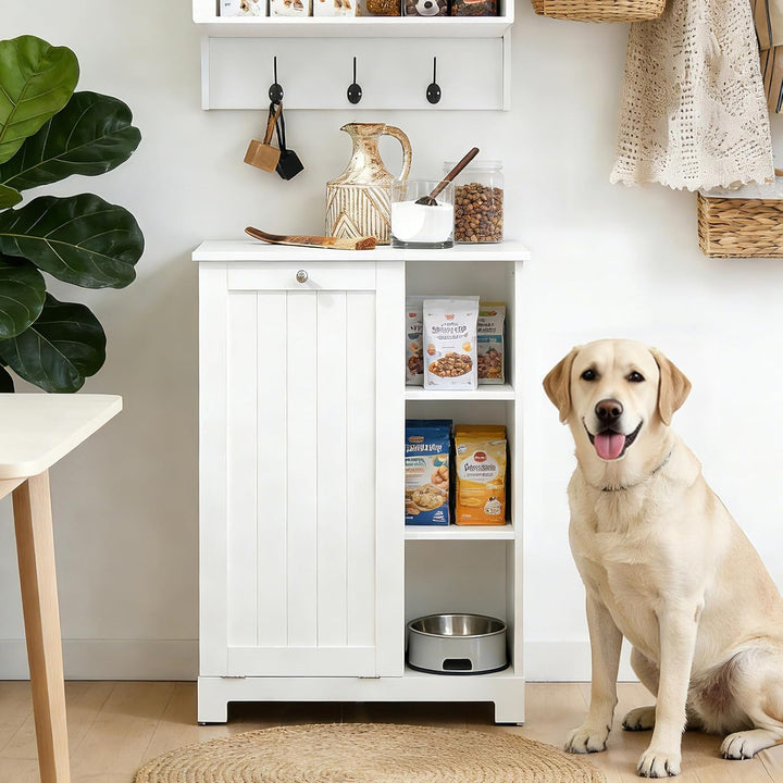 SoBuy Futterschrank Hund Katzenklo Schrank mit Stauraum Weiss 60x86x37cm | Multifunktionaler Schrank
