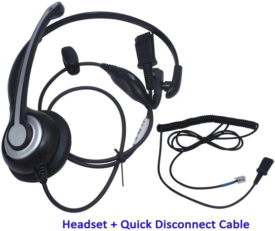 Wantek Telefon Headset RJ9 Monaural mit Noise Cancelling Mikrofon, Quick Disconnect, Call Center Kop