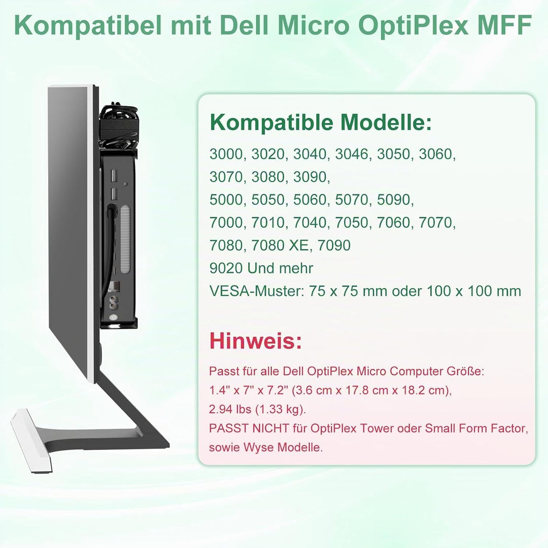Halterung für Dell Optiplex Micro Mini PC Halterung VESA/Wand /Unter Schreibtisch Halterung für Dell