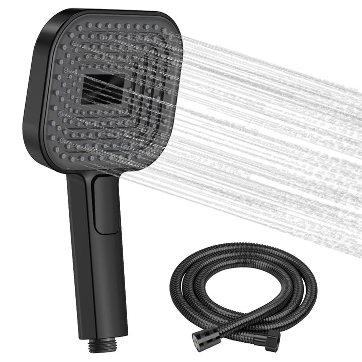 Buycard Duschkopf Schwarz,Duschkopf Gross(Φ135mm) mit 3 Strahlarten, Duschbrause für Duschkopf Wasse