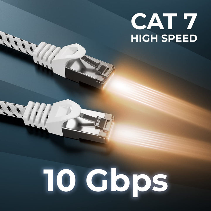 deleyCON 15m CAT7 LAN Kabel - Netzwerkkabel mit Kupfer & Nylonmantel - AWG27 600 MHz 10 Gbit/s S-FTP
