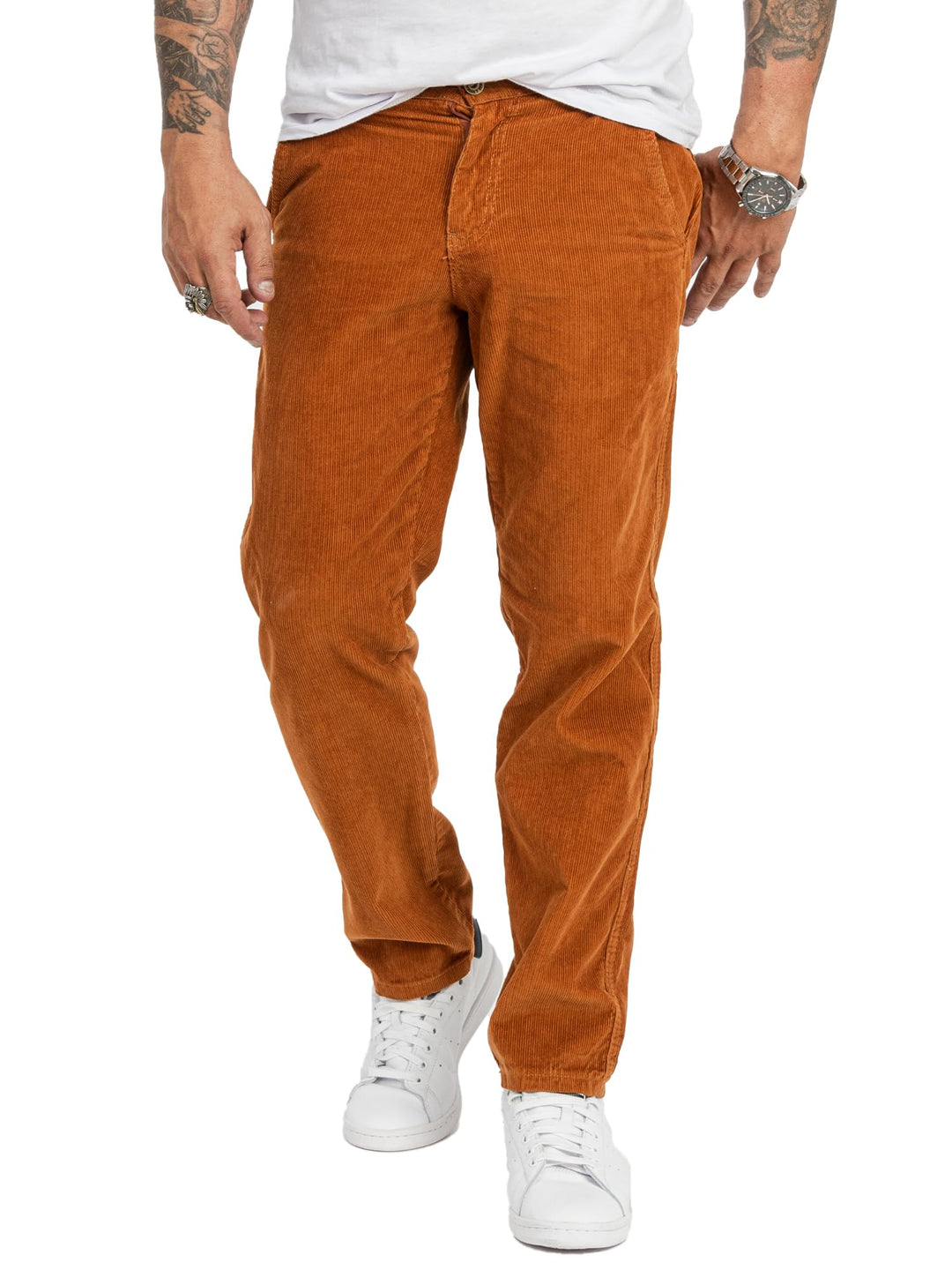 Rock Creek Herren Cord Hose Regular Fit Chino Hose RC-2156 38W / 32L Orange, 38W / 32L Orange