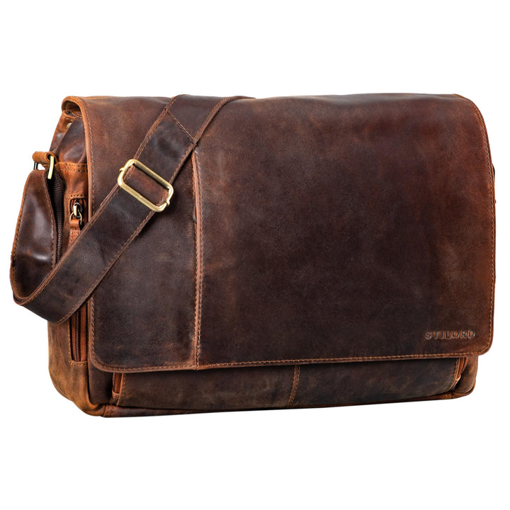 STILORD Vintage Umhängetasche Leder gross für Herren Damen 15.6 Zoll Laptoptasche Unitasche Bürotasc