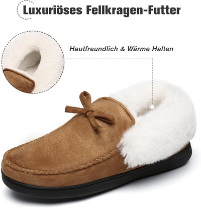 Mishansha Damen Winter Rutschfest Warme Hausschuhe Memory Foam Plüsch Pantoffeln, Gr.36-43 36 EU Bra