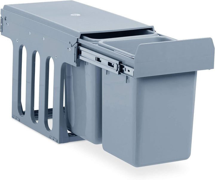 Relaxdays Einbaumülleimer Küche, Auszug, Duo je 8 l, Müllsystem Unterschrank, Kunststoff, HxBxT: 35,