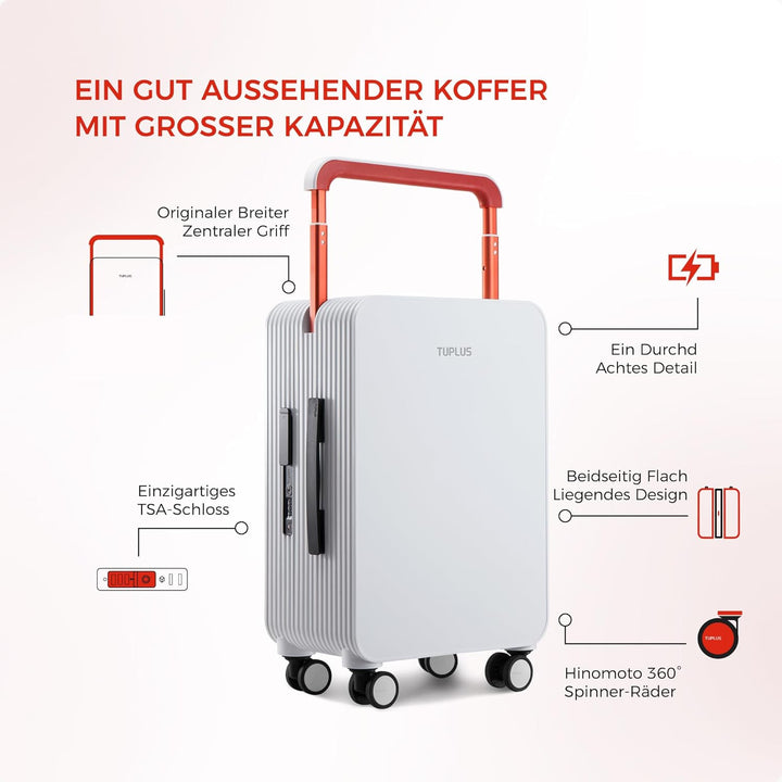 TUPLUS Koffer Trolley ABS Rollkoffer mit 4 Rollen Reisekoffer Handgepäck Hartschalenkoffer mit TSA S