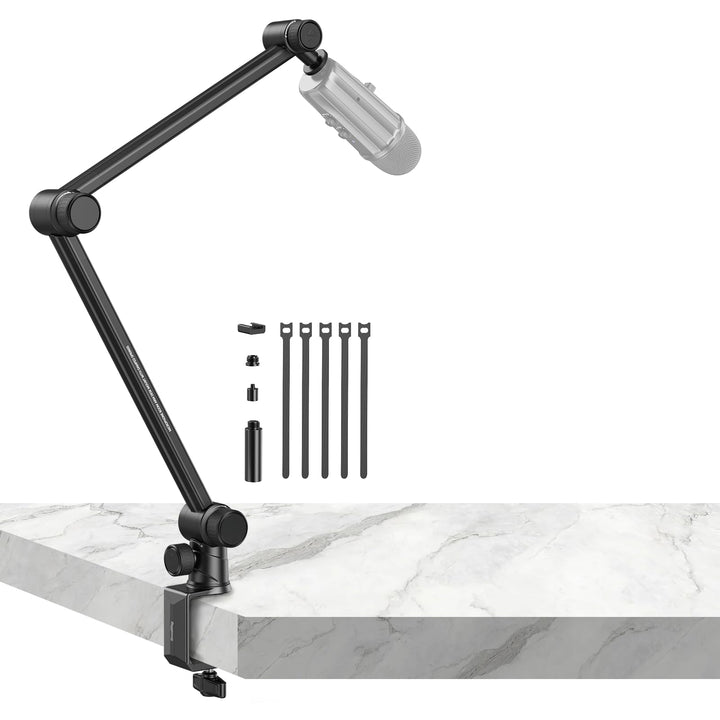 SMALLRIG Mikrofonarm, 360° drehbarer Mikrofonständer mit hydraulischem Dämpfungsgelenk, Tischmontage
