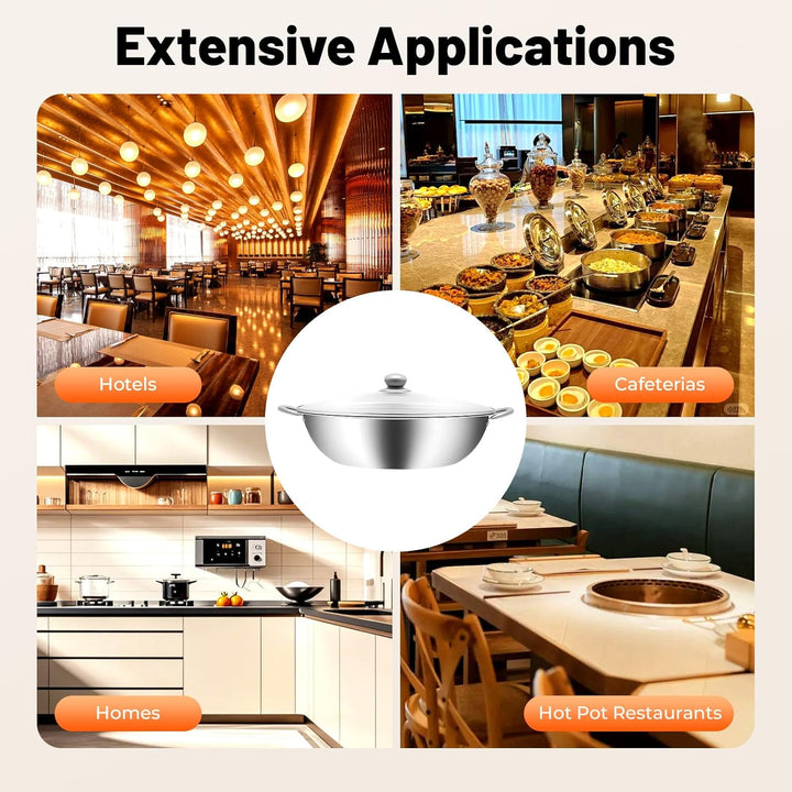 Hot Pot mit Teiler, 304 Edelstahl Topf Hotpot Kocher mit Glasdeckel, Kochtopf-Set für Induktionsherd