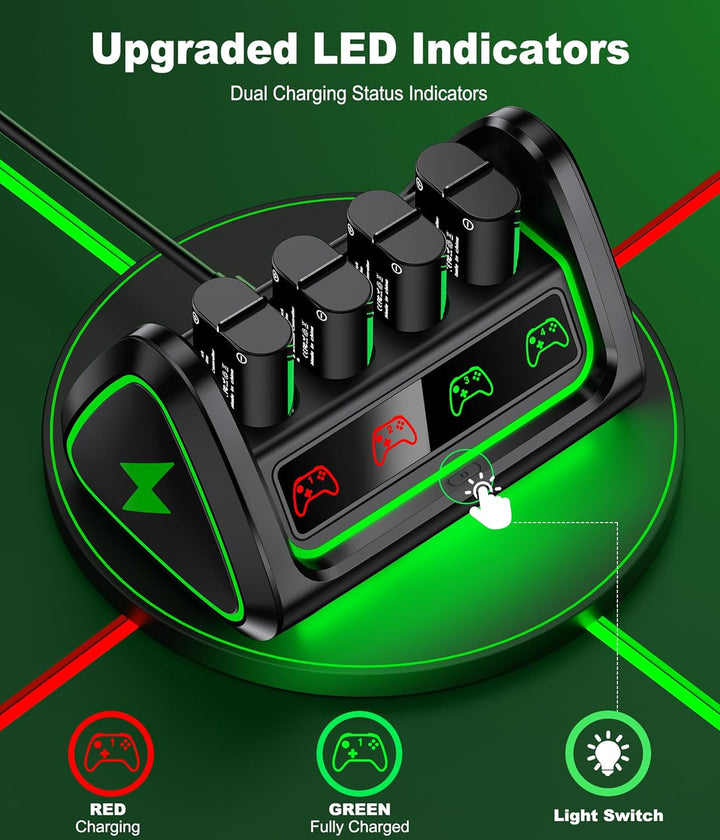 Controller Akku für Xbox mit 4 x 4080 mWh wiederaufladbarem Akkupack für Xbox One/Xbox Series X/S, C