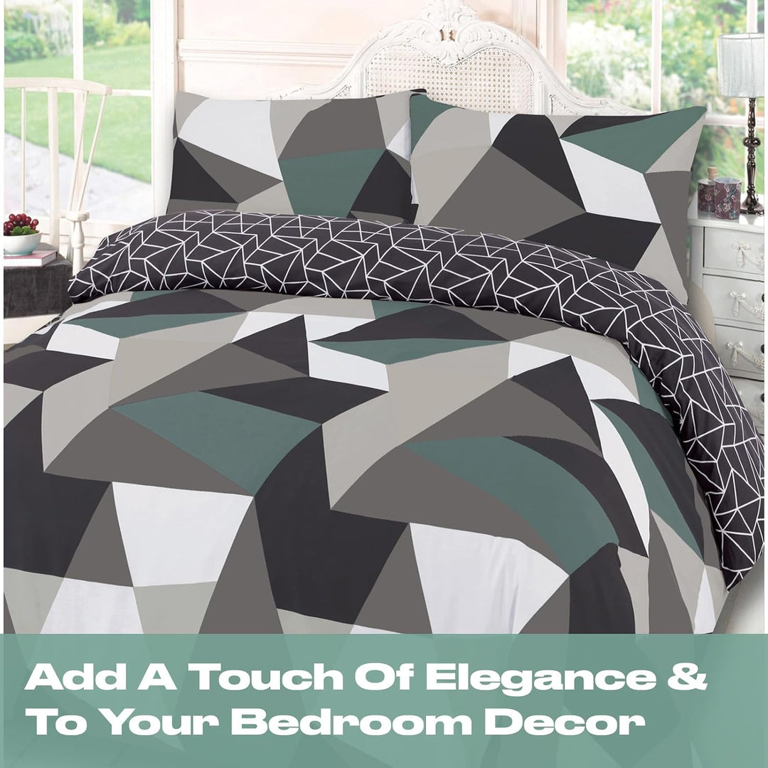 DREAMSCENE Formen Bettbezug mit Kissen Fall Bettw�sche-Set, Polyester-, schwarz, Double Full Geometr