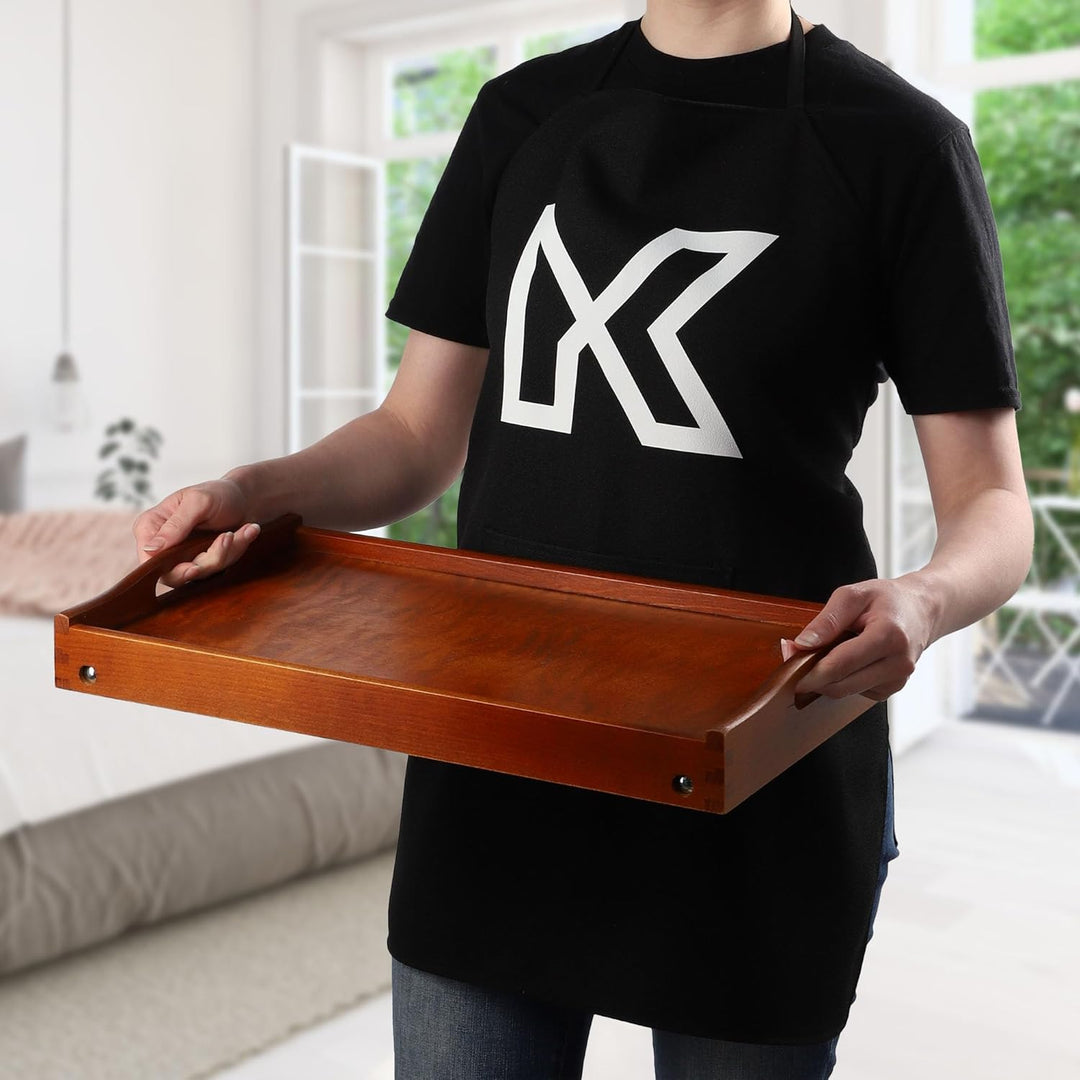 KADAX Betttisch, Frühstückstablett aus Kiefernholz, 19x30x50cm Serviertablett, klappbares Bett-Table