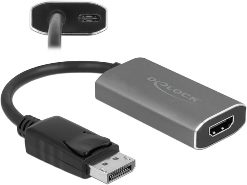 Delock Aktiver DisplayPort 1.4 zu HDMI Adapter 8K mit HDR Funktion 63118