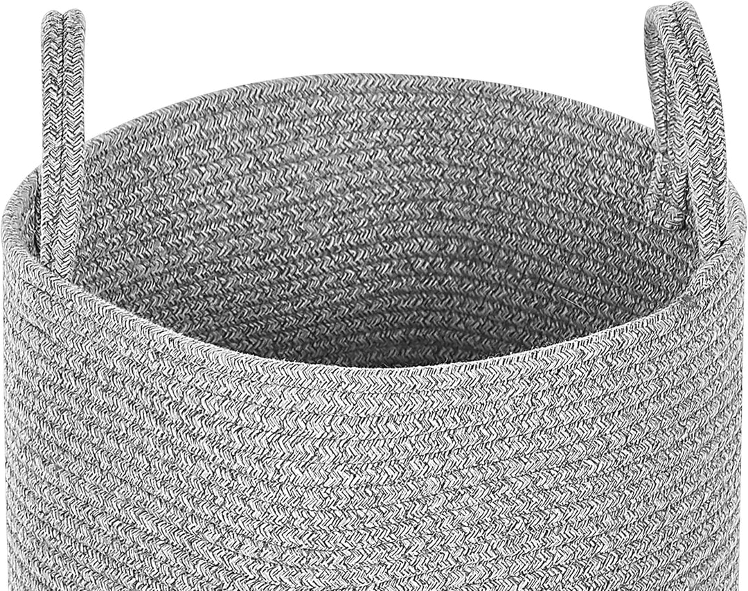 Textilkorb 2er Set Baumwolle grau rund ⌀ 34 cm mit Griffen handgefertigt Saryk