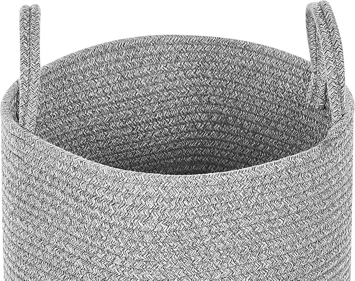 Textilkorb 2er Set Baumwolle grau rund ⌀ 34 cm mit Griffen handgefertigt Saryk