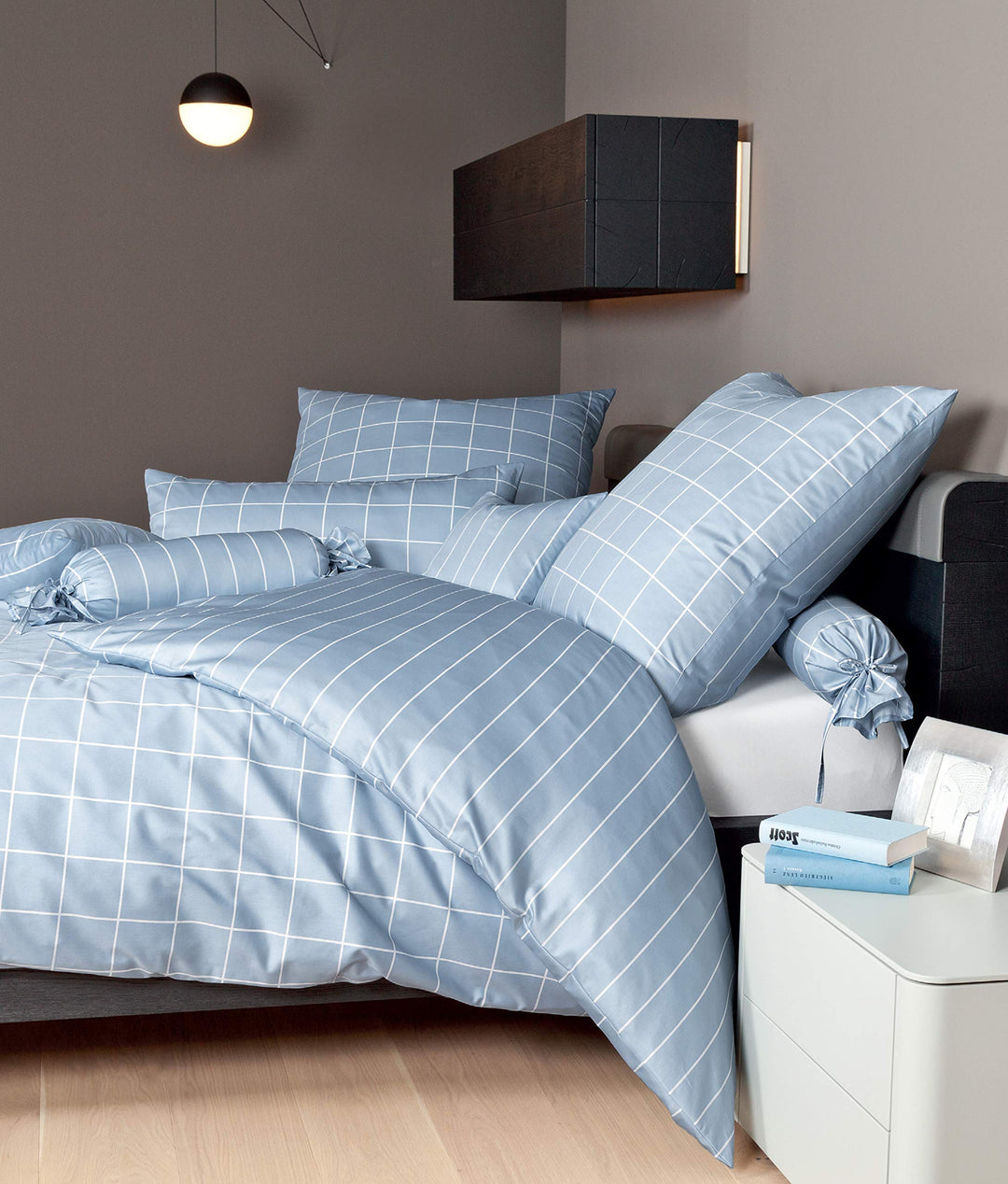 Janine Mako Satin Bettwäsche modernclassic 155 x 200 cm perlblau Fb. 32 155 cm x 200 cm Perlblau, 15