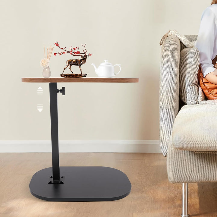 45-80 cm Einstellbare Höhe C Mobiler Schreibtisch, Holz Beistelltische mit Rollen, C-Form Laptoptisc