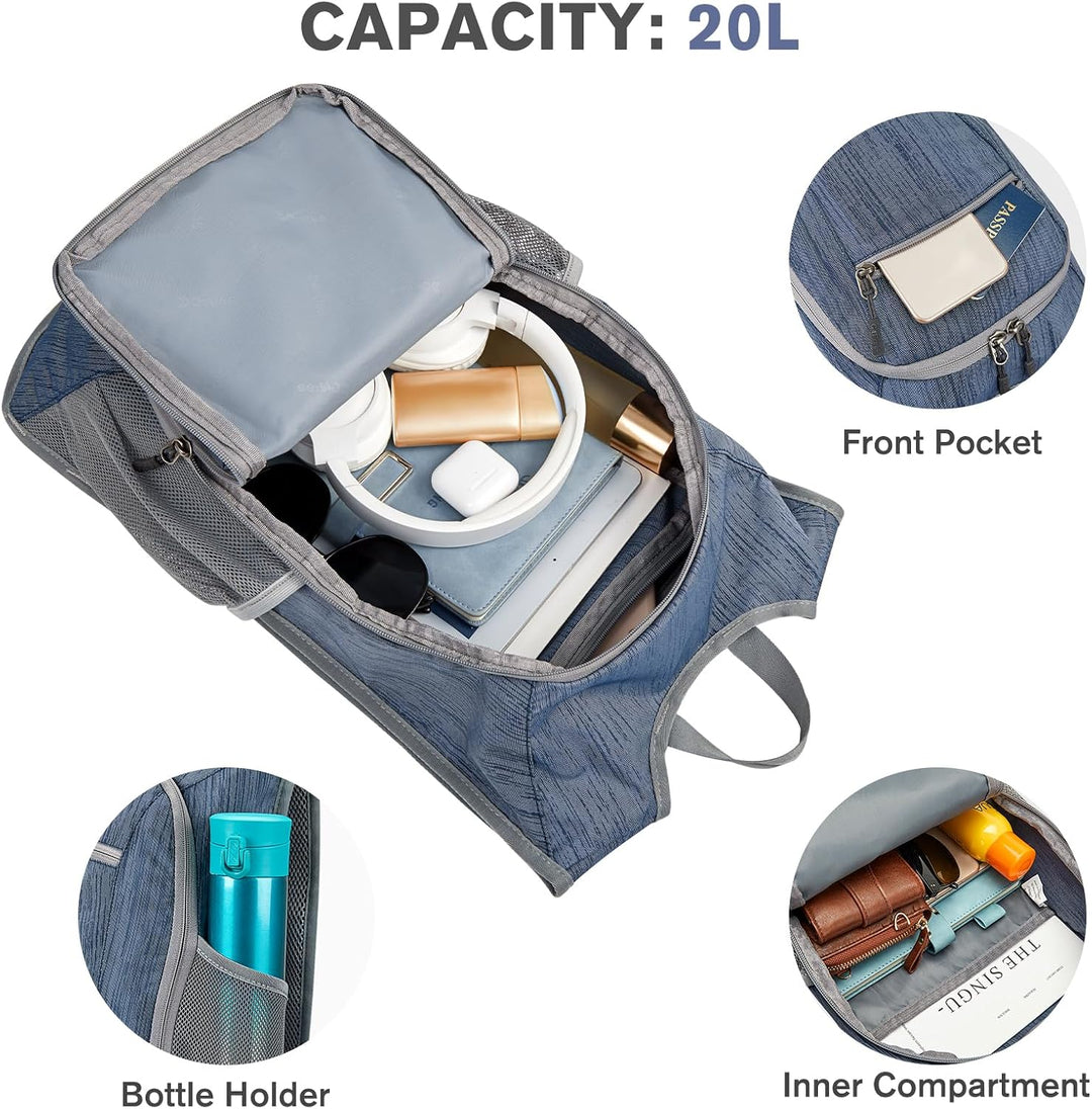 G4Free 10/15/20L Faltbarer Rucksack Klein, Wanderrucksack Leicht, Tagesrucksack Damen Herren für Wan