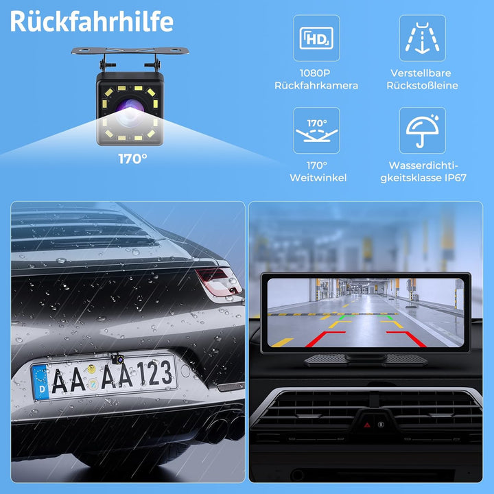 10.26 Zoll CarPlay Display kompatibel mit Apple CarPlay & Android Auto,IPS Car Play Display mit 1080