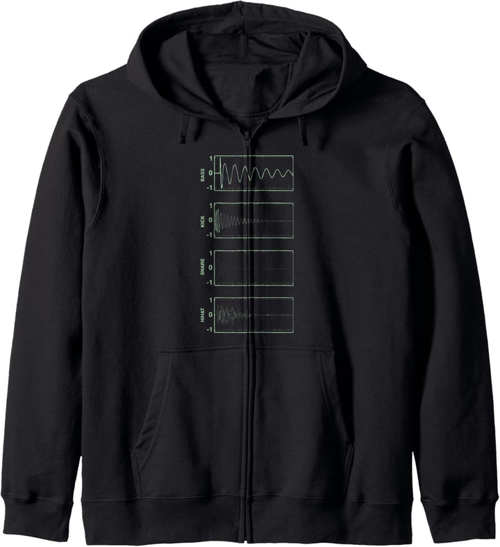 Bass Kick Snare Hihat Audiowave Producer DAW Synthesizer Kapuzenjacke