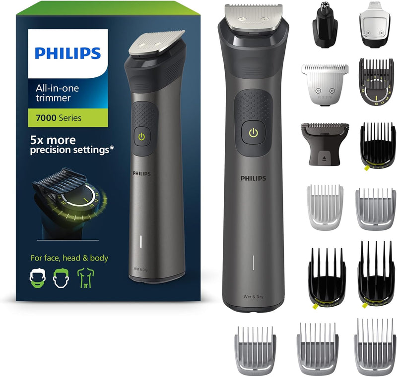 Philips Multigroom Series 7000, All-in-One-Trimmer, 15-in-1 Barttrimmer und Haarschneider für Gesich