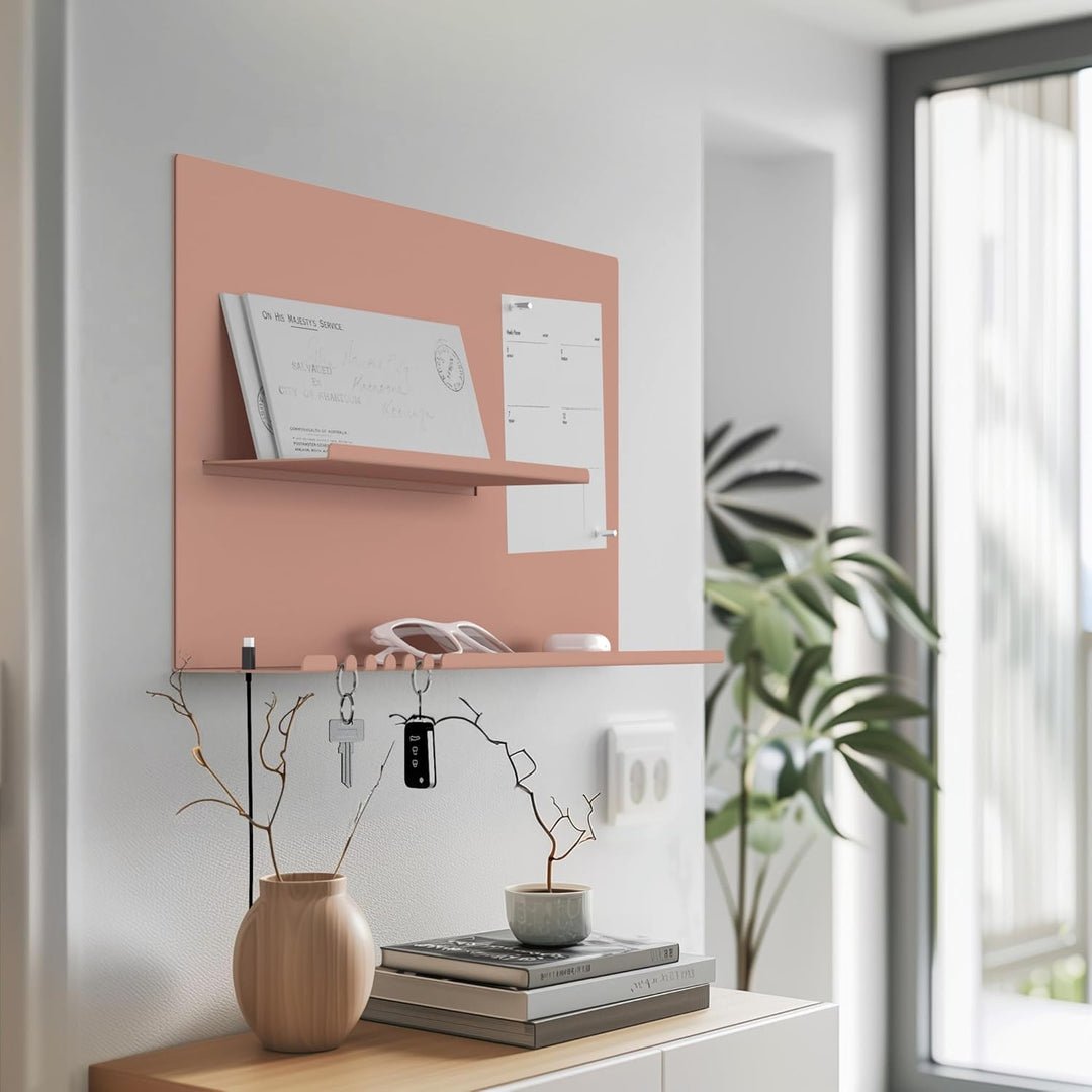 byde Wandorganizer Hebe aus Stahlstruktur. 49 x 9 x 30 cm 3-in-1 Wandregal mit Magnettafel und Magne