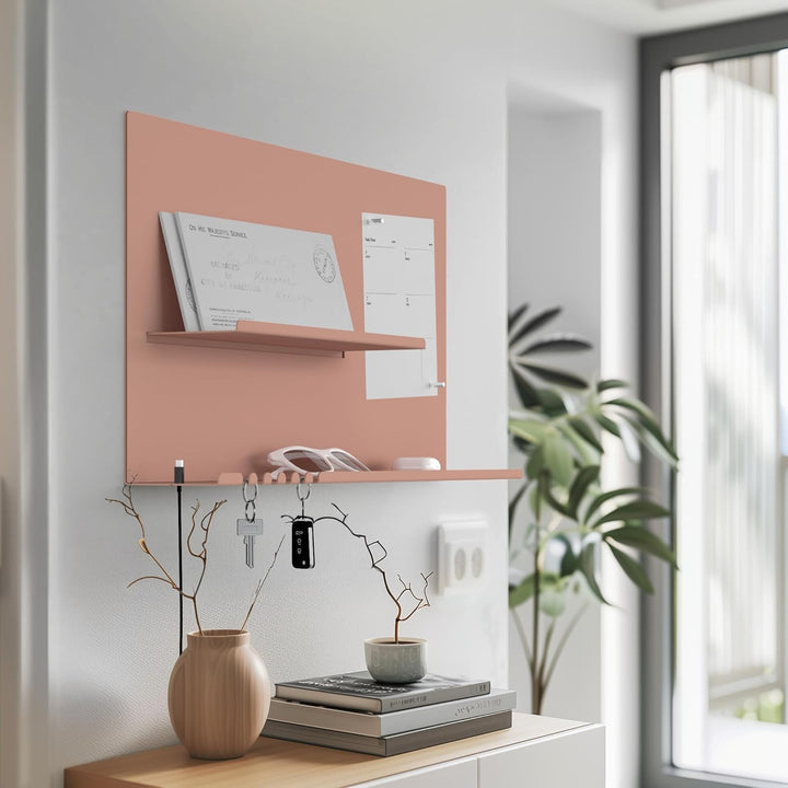 byde Wandorganizer Hebe aus Stahlstruktur. 49 x 9 x 30 cm 3-in-1 Wandregal mit Magnettafel und Magne