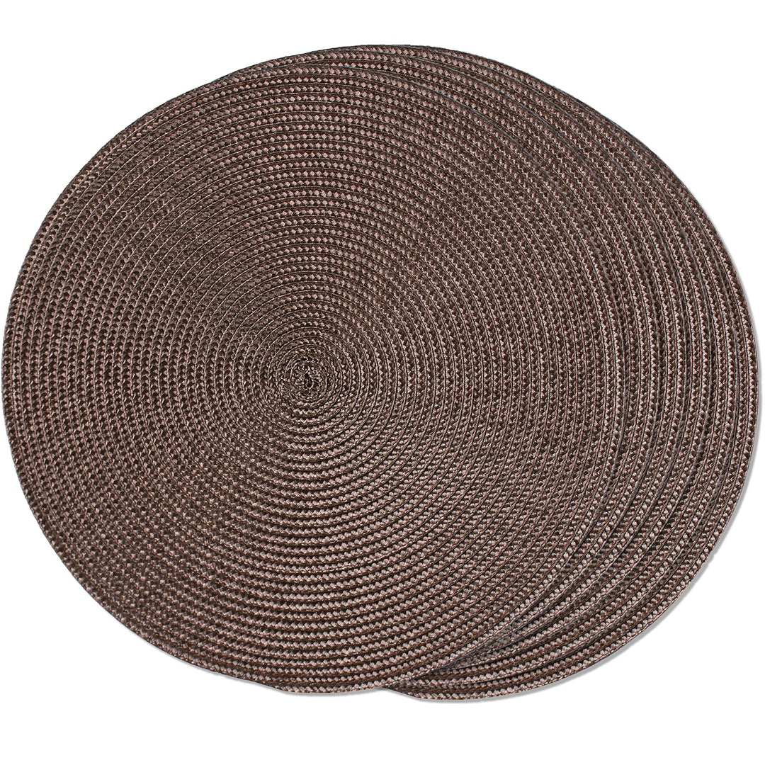 FunWheat Runde geflochtene Tischsets Set mit 6 Tischsets für Esstische, gewebt, waschbar, rutschfest