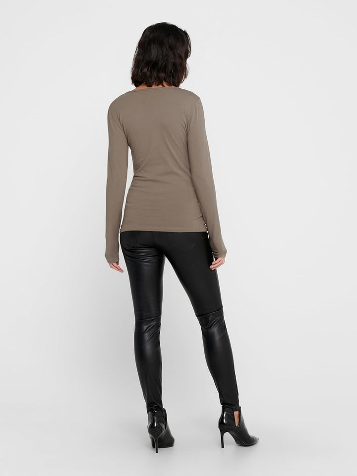 ONLY Damen Longsleeve Onllive Love Life Basic Damen-Shirt M 1x Rose Brown, 1x Walnut, 1x Lavender Fo