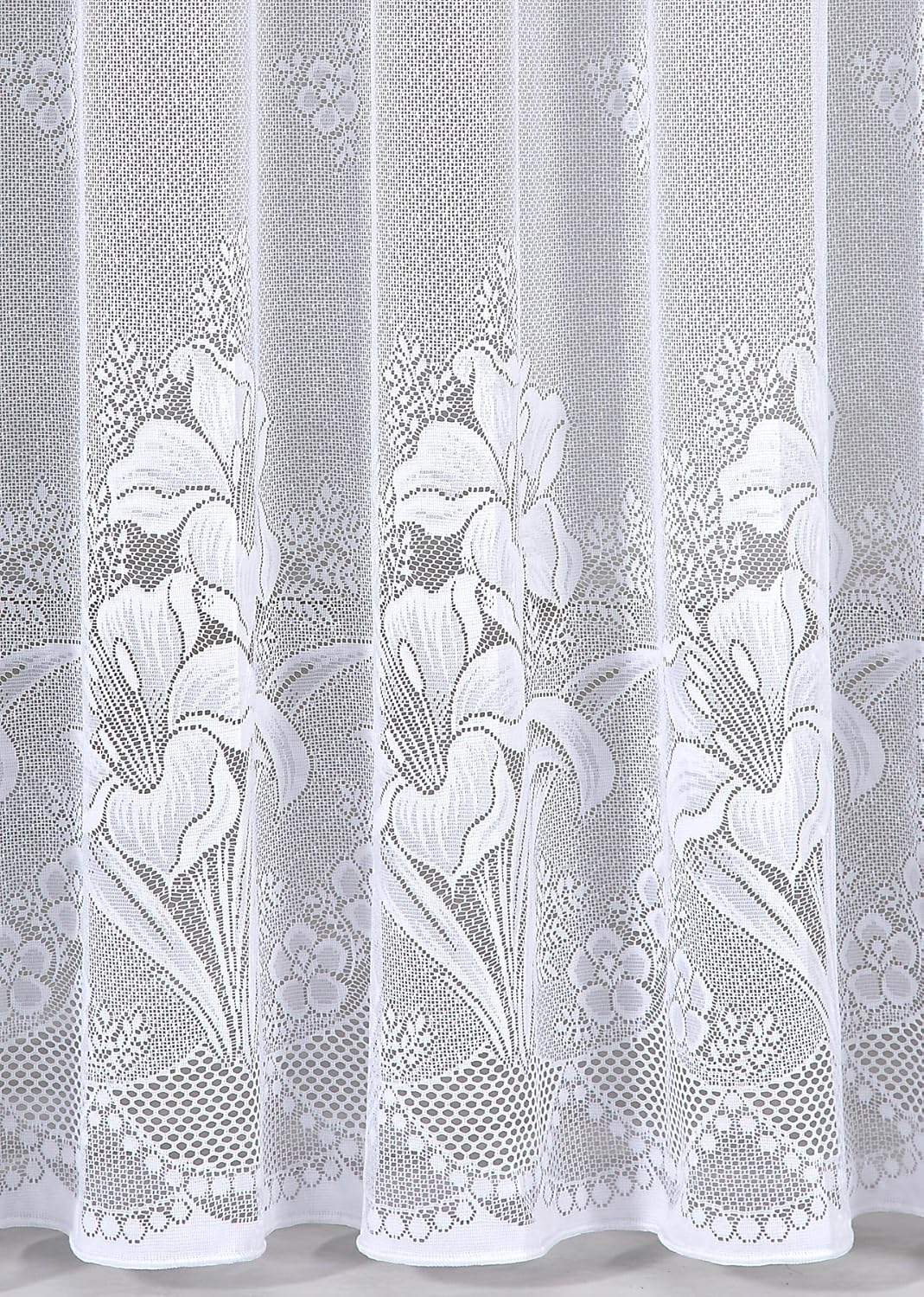 Gardine Vorhang Jacquard Store mit Bleiband für schönen Fall weiss schönes Blumenmuster allover mit