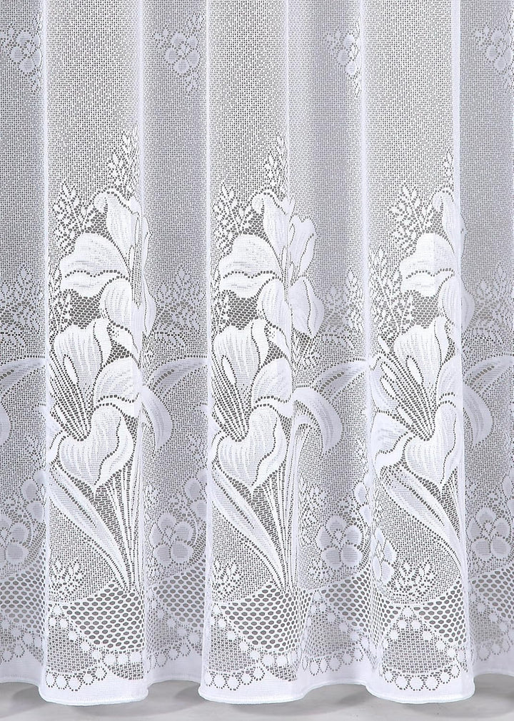 Gardine Vorhang Jacquard Store mit Bleiband für schönen Fall weiss schönes Blumenmuster allover mit