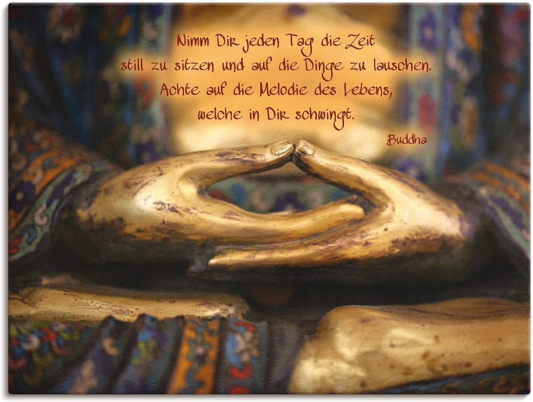 ARTland Leinwandbilder Wandbild Bild auf Leinwand 60x45 cm Wanddeko Bilder mit Sprüchen Buddha Buddh