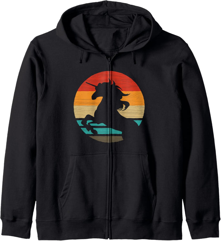 Einhorn Retro Style Vintage Kapuzenjacke